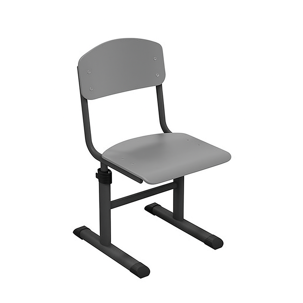 Стілець учнівський Т-подібний, з регулюванням глибини сидіння, HPL покриття фанери, на плоскоовальній трубі, ЛЕЛЕКА, 410х460-500х(730)830-910 мм.